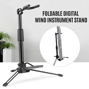 NEW Foldable Digital Wind Instrument Stand Adjustable Height Metal Black